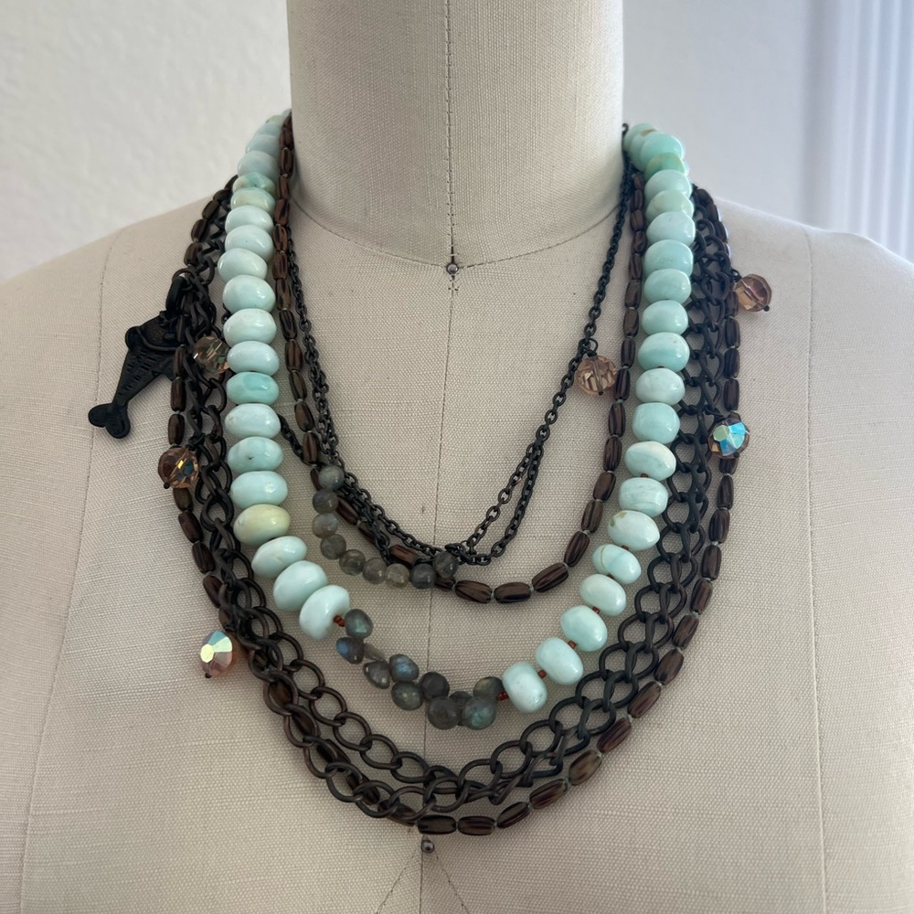 Stunning Hand Crafted Multi-Layer Statement Neckl… - image 1